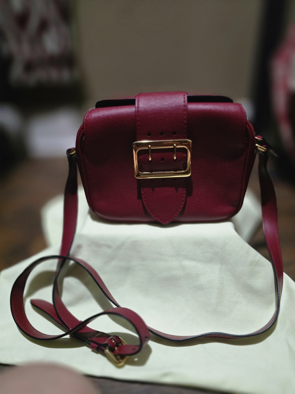 Burberry Buckle Small Red Calfskin Leather Crossbody